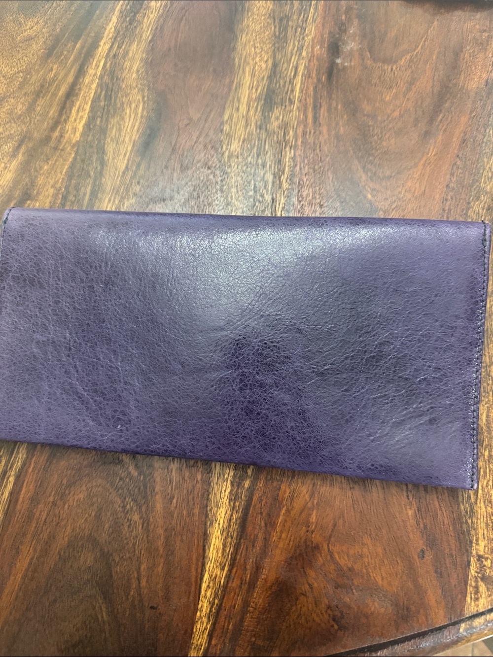 Darren Hakim Purple Leather Envelope Clutch with Gold Accent - Picture 3 of 7